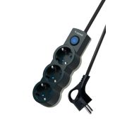 Удлинитель 3х5м с заземл. 10А IP20 2200Вт 220В защ. шторки ПВС 3х1 с выкл. черн. КОСМОС YKsm5m-3g-Z-V10A-B