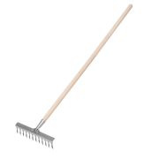 Грабли, нержавеющая сталь, 290 х 1300 мм, 12 витых зубьев, деревянный черенок, Сибртех