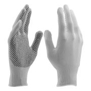Перчатки Нейлон, ПВХ точка, 13 класс, белые, L