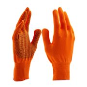 Перчатки Нейлон, ПВХ точка, 13 класс, оранжевые, XL