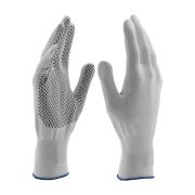 Перчатки Нейлон, ПВХ точка, 13 класс, белые, XL