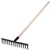 Грабли стальные, 360х1300 мм, 14 прямых зубьев, деревянный черенок, Сибртех