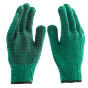 Перчатки трикотажные усиленные, гелевое ПВХ-покрытие, 7 класс, зеленые Сибртех