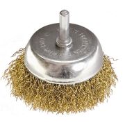 Щетка для дрели, 65 мм, «чашка» со шпилькой, латунированная витая проволока Matrix