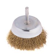 Щетка для дрели, 75 мм, «чашка» со шпилькой, латунированная витая проволока Matrix