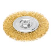 Щетка для УШМ, 150 мм, М14, плоская, латунированная витая проволока Matrix