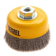 Щетка для УШМ, 100 мм, «Чашка», витая нержавеющая проволока 0.3 мм, М14 Denzel