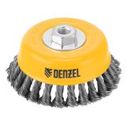Щетка для УШМ, 125 мм, «Чашка», крученая нержавеющая проволока 0.5 мм, М14 Denzel