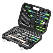 Набор инструментов, 1/2«, 1/4», пластиковый кейс 76 предметов Сибртех