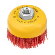 Щетка для УШМ, 75 мм, Чашка, нейлоновая щетина, М14 Denzel