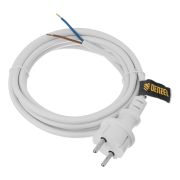 Шнур сетевой Energy Series, ПВС, 3 м, 2 x 1,5 мм, с неразборной вилкой, белый, Denzel