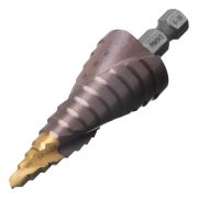 Сверло ступенчатое, 6-8-10-12-14-16-18-20-22-24-26-28-30мм, Р6М5К5, 6-гр. хвостовик Denzel