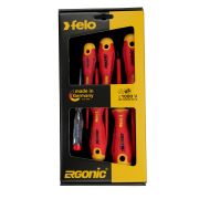 Набор диэлектрических отверток Felo Ergonic с тестером напряжения, 6 шт, 41396398