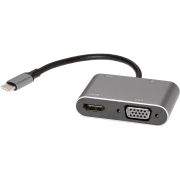 Адаптер-переходник AOpen/Qust USB 3.1 Type C M/HDMI F/VGA F/USB 3.0 Type A F/Jack 3.5 mm F (ACU4511)