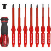 DV15109S Отвертка диэлектрическая со сменными стержнями в наборе, 9 предметов