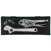 P2803SP Набор разводной ключ, ручные тиски «струбцина» и клещи переставные с коробчатым захватом в ложементе, 3 предмета