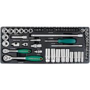 S04H3157S Набор головок торцевых стандартных и глубоких 1/4« и 3/8»DR, 4-24 мм, 57 предметов