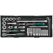S04H3157SP Набор головок торцевых стандартных и глубоких 1/4« и 3/8»DR в ложементе, 4-24 мм, 57 предметов