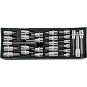 S06H427SP Набор насадок торцевых 3/8« и 1/2»DR с вставками-битами в ложементе, 27 предметов