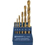 TDBS6 Набор спиральных сверл по металлу HSS TiN в пластиковом кейсе, d2.0-8.0 мм, 6 предметов