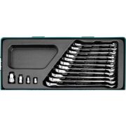 W106115SP Набор ключей гаечных комбинированных трещоточных с аксессуарами, 8-19 мм в ложементе, 15 предметов