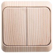 Выключатель 2-кл. ОП Этюд Дача 10А IP20 сосна SE BA10-002D