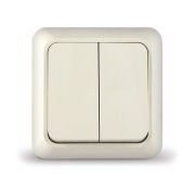 Выключатель 2-кл. ОП Олимп 10А IP20 сл. кость UNIVersal Б-О0023